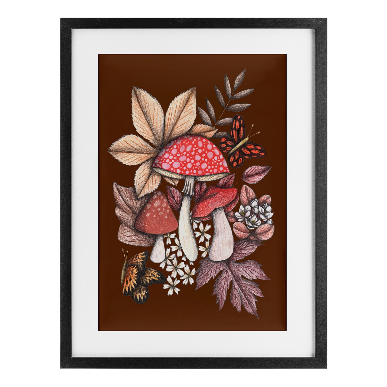 Stupell Industries Autumnal Mushrooms Magic Framed Print Under Glass, design by Cecilia Battaini
